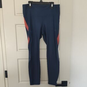 Under Armour Navy Leggings with Coral Side Panels